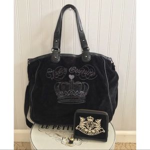 Juicy Couture Black Crown Purse & Wallet Bundle